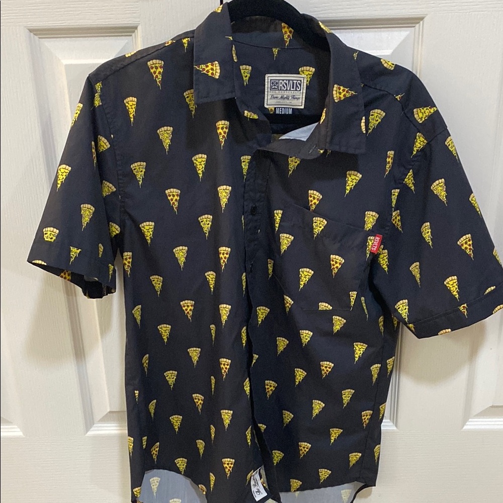 RSVLTS - “PIZZA PARTY” - Short Sleeve Button Down - MEDIUM